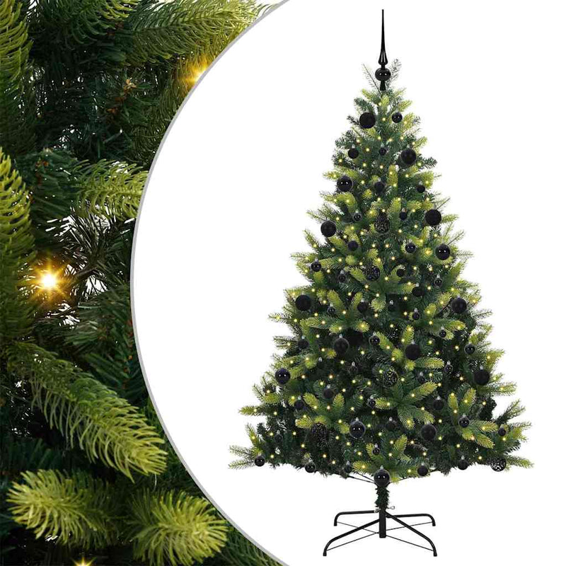 Load image into Gallery viewer, Vidaxl kunstkerstboom met scharnier 300 leds groen 210 cm pvc en pe
