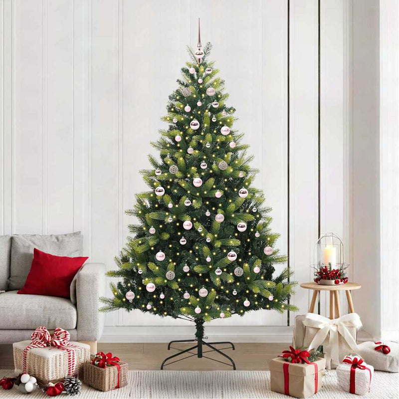 Load image into Gallery viewer, Vidaxl kunstkerstboom met scharnier 300 leds groen 210 cm pvc en pe
