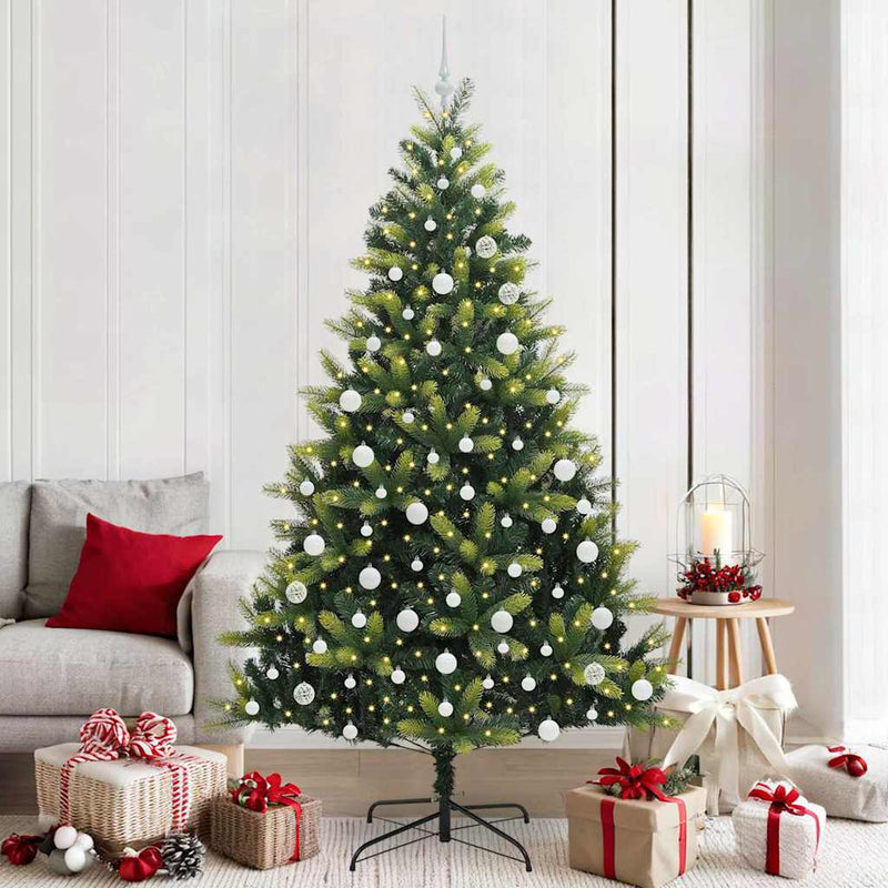 Load image into Gallery viewer, Vidaxl kunstkerstboom met scharnier 300 leds groen 210 cm pvc en pe
