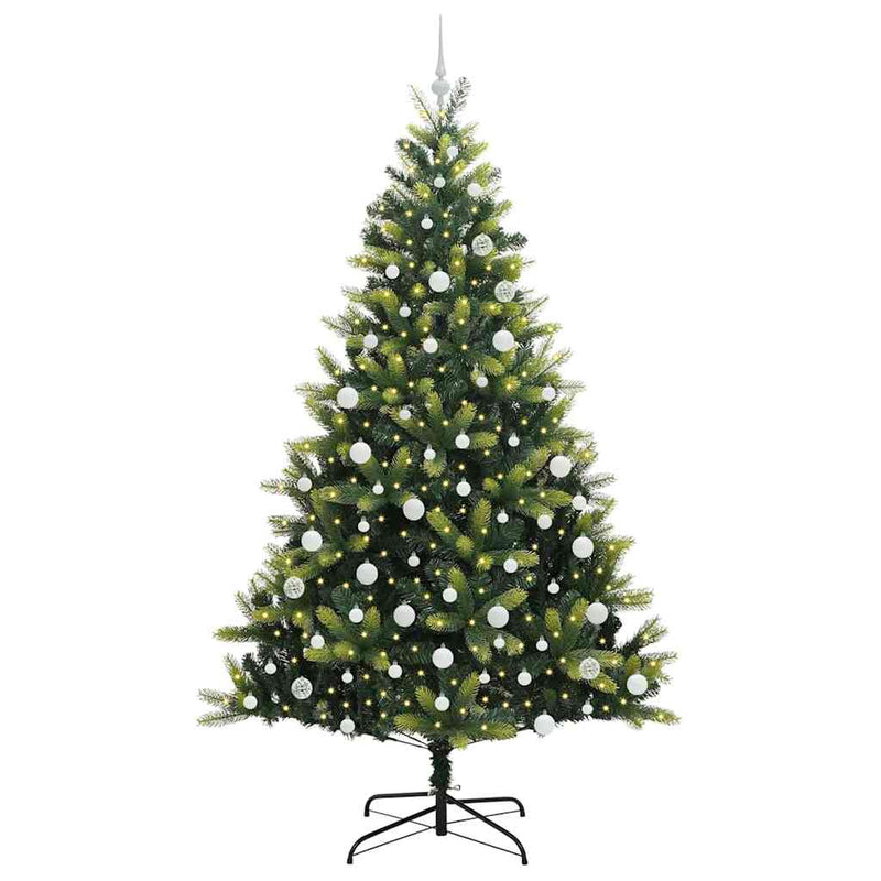 Load image into Gallery viewer, Vidaxl kunstkerstboom met scharnier 300 leds groen 210 cm pvc en pe
