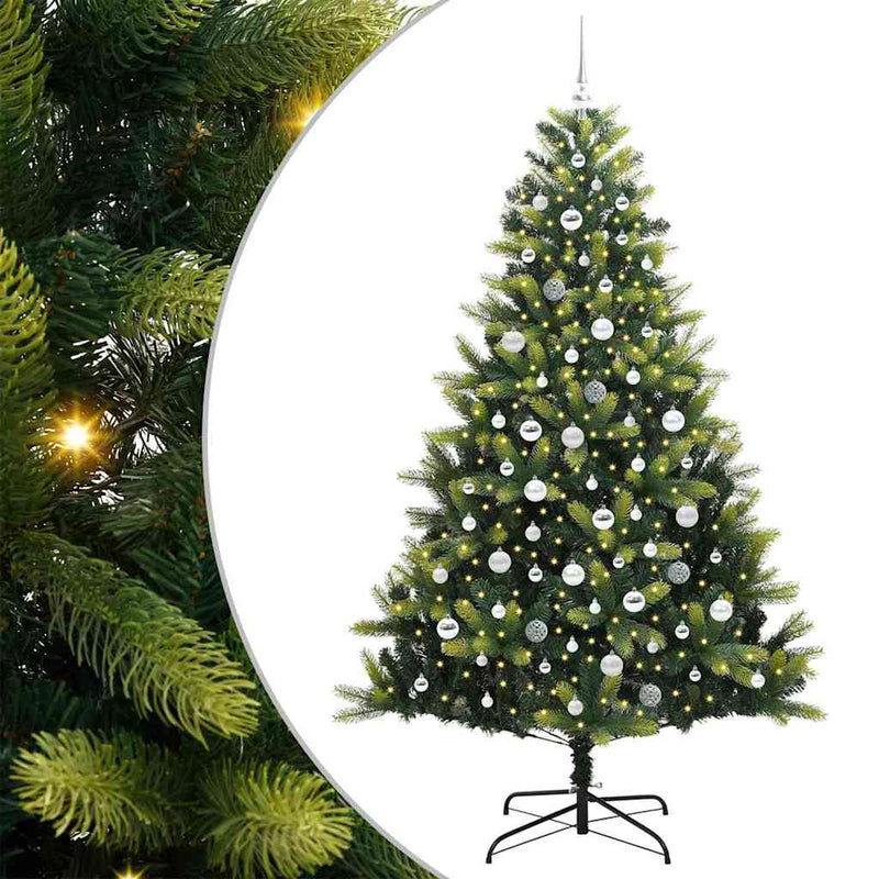 Load image into Gallery viewer, Vidaxl kunstkerstboom met scharnier 300 leds groen 210 cm pvc en pe

