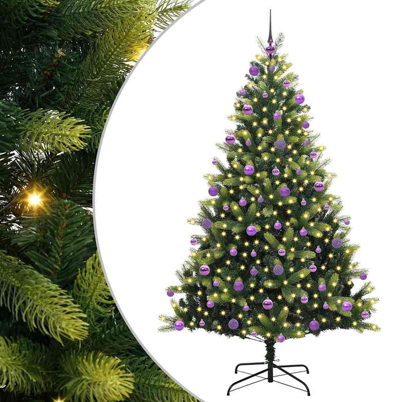 Load image into Gallery viewer, Vidaxl kunstkerstboom met scharnier 300 leds groen 210 cm pvc en pe
