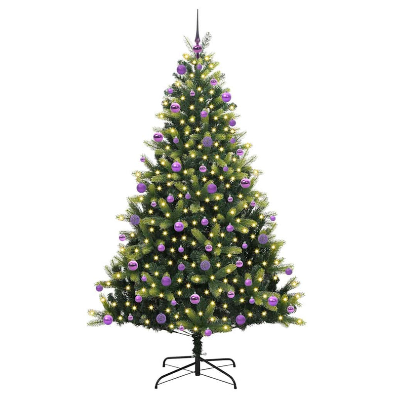 Load image into Gallery viewer, Vidaxl kunstkerstboom met scharnier 300 leds groen 210 cm pvc en pe
