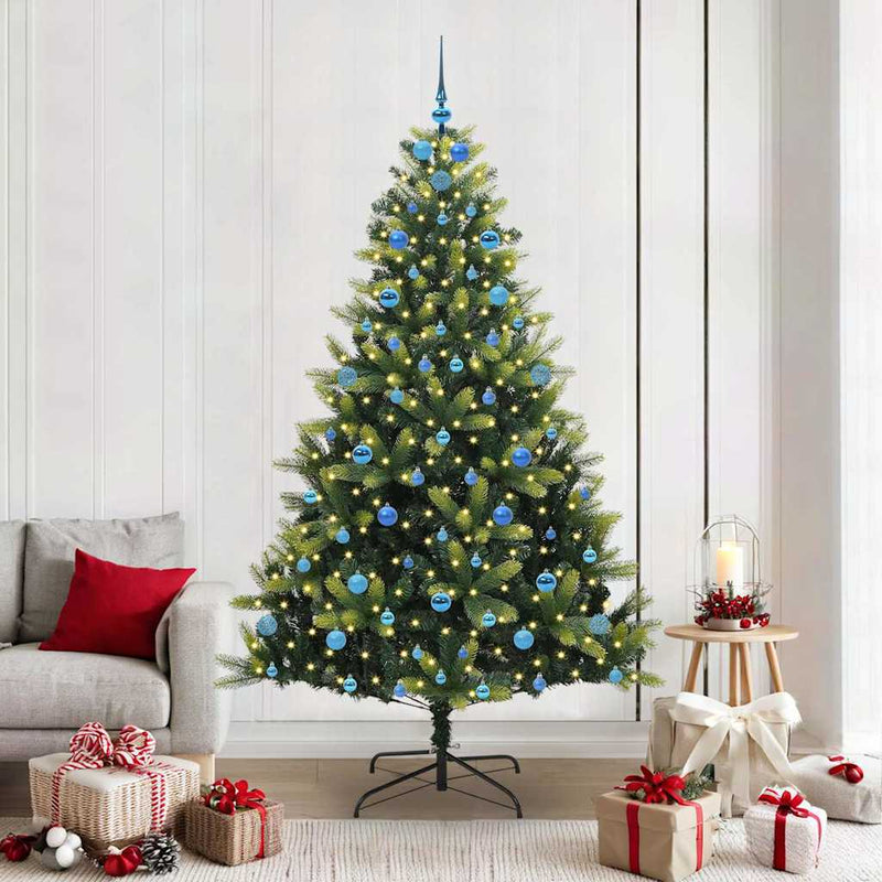 Load image into Gallery viewer, Vidaxl kunstkerstboom met scharnier 300 leds groen 210 cm pvc en pe
