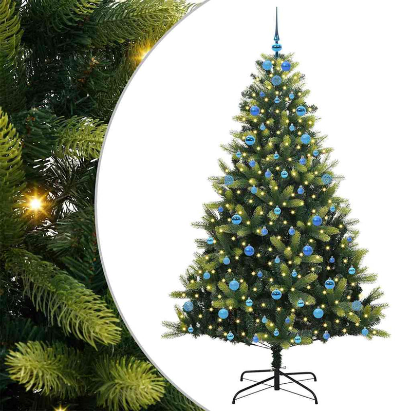 Load image into Gallery viewer, Vidaxl kunstkerstboom met scharnier 300 leds groen 210 cm pvc en pe
