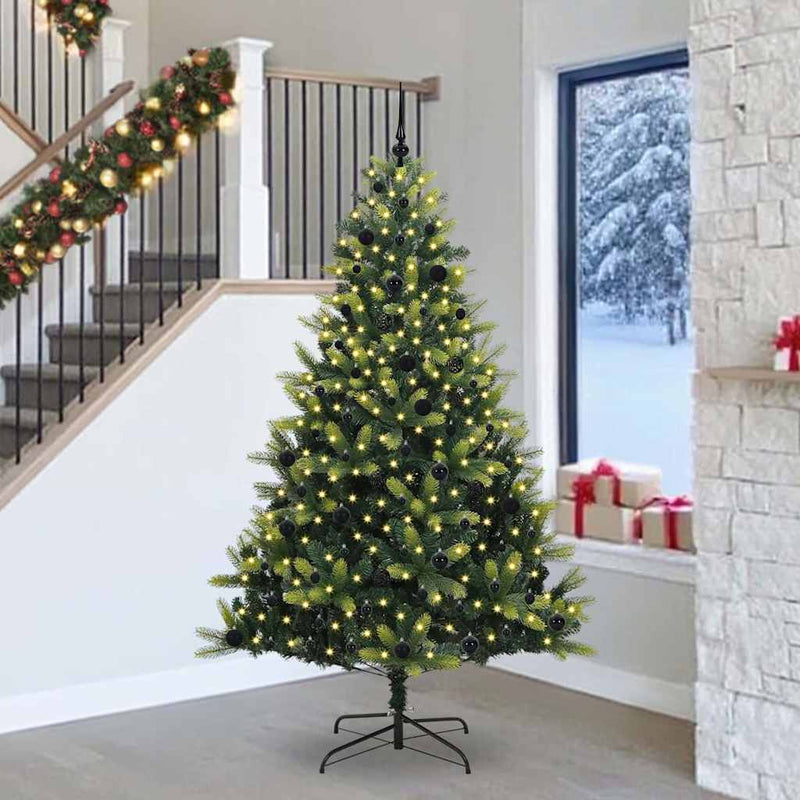 Load image into Gallery viewer, Vidaxl kunstkerstboom met scharnier 300 leds groen 240 cm pvc en pe
