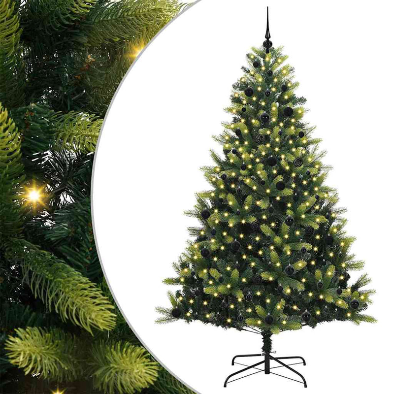 Load image into Gallery viewer, Vidaxl kunstkerstboom met scharnier 300 leds groen 240 cm pvc en pe
