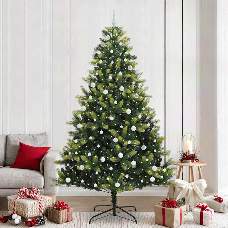 Load image into Gallery viewer, Vidaxl kunstkerstboom met scharnier 300 leds groen 240 cm pvc en pe
