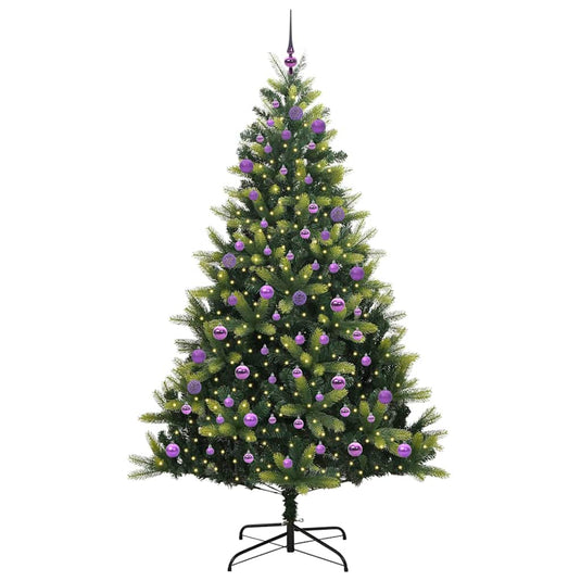 Vidaxl kunstkerstboom met scharnier 300 leds groen 240 cm pvc en pe