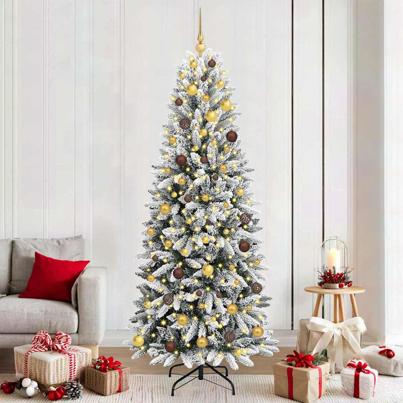 Load image into Gallery viewer, Vidaxl kunstkerstboom wit 210 cm pvc en plastic en staal en pe
