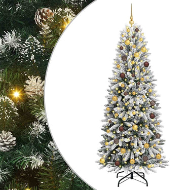 Vidaxl kunstkerstboom wit 210 cm pvc en plastic en staal en pe