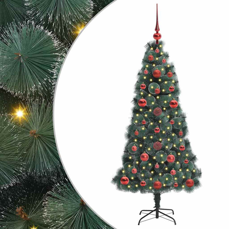 Load image into Gallery viewer, Vidaxl artificial pre-lit kerstboom met ballenset groen 120 cm pet
