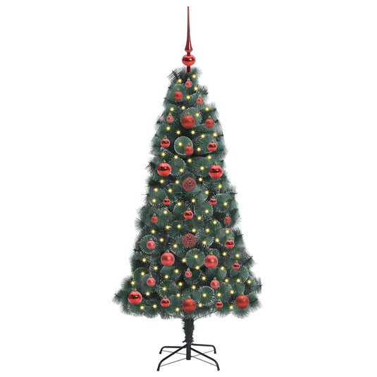 Vidaxl artificial pre-lit kerstboom met ballenset groen 120 cm pet