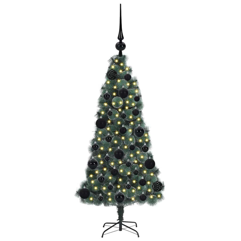 Load image into Gallery viewer, Vidaxl kunstmatige vorstverlichte kerstboom met bal set groen 120 cm
