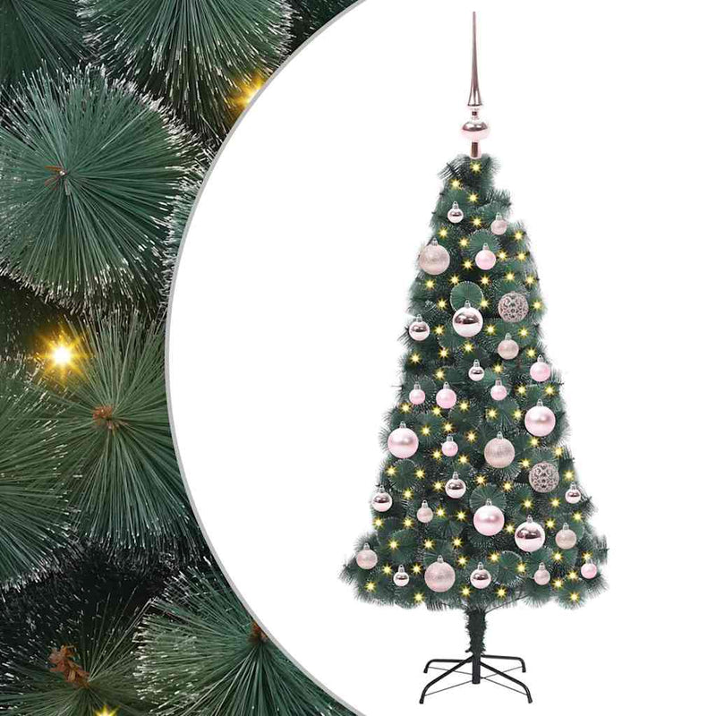 Load image into Gallery viewer, Vidaxl kunstmatige voorverlichte kerstboom met bollen set groen 120 cm
