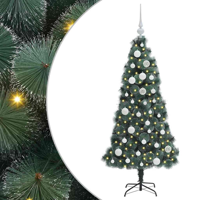 Load image into Gallery viewer, Vidaxl kunstmatige voorverlichte kerstboom met ballenset groen 120 cm
