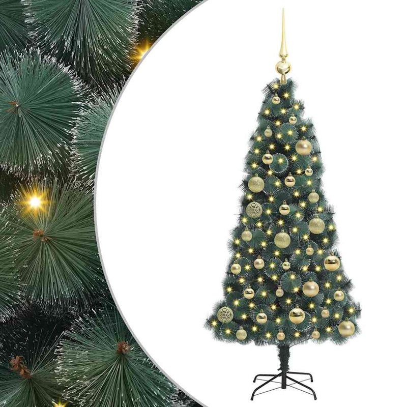 Load image into Gallery viewer, Vidaxl kunstkerstboom met verlichting en ballenset groen 120 cm pet
