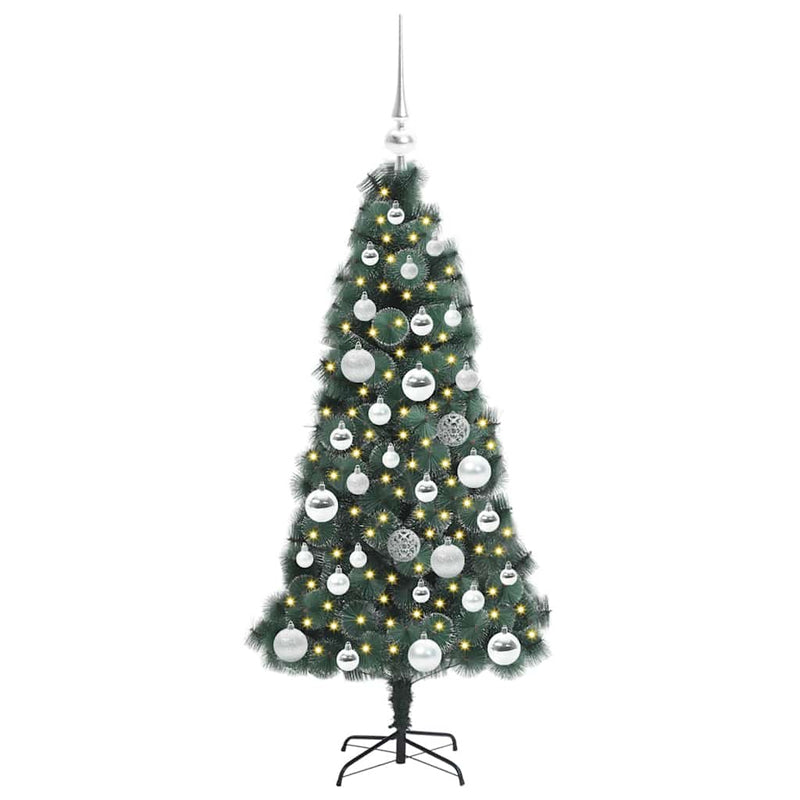 Load image into Gallery viewer, Vidaxl kunstkerstboom met verlichting en ballenset groen 120 cm pet
