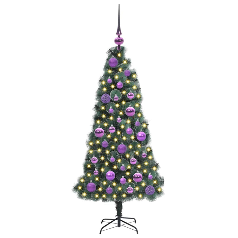 Load image into Gallery viewer, Vidaxl kunstkerstboom met lichtjes en ballenset groen 120 cm pet
