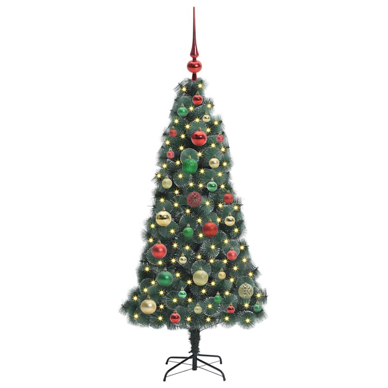 Load image into Gallery viewer, Vidaxl kunstmatige voorverlichte kerstboom met ballenset groen 120 cm
