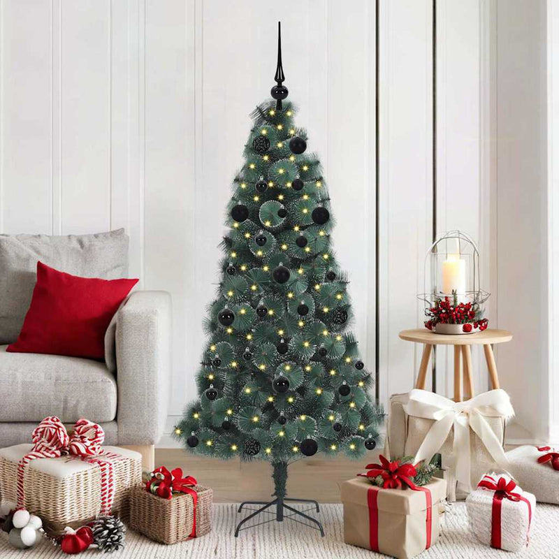 Load image into Gallery viewer, Vidaxl kunstmatige voorverlichte kerstboom met bal set groen 150 cm
