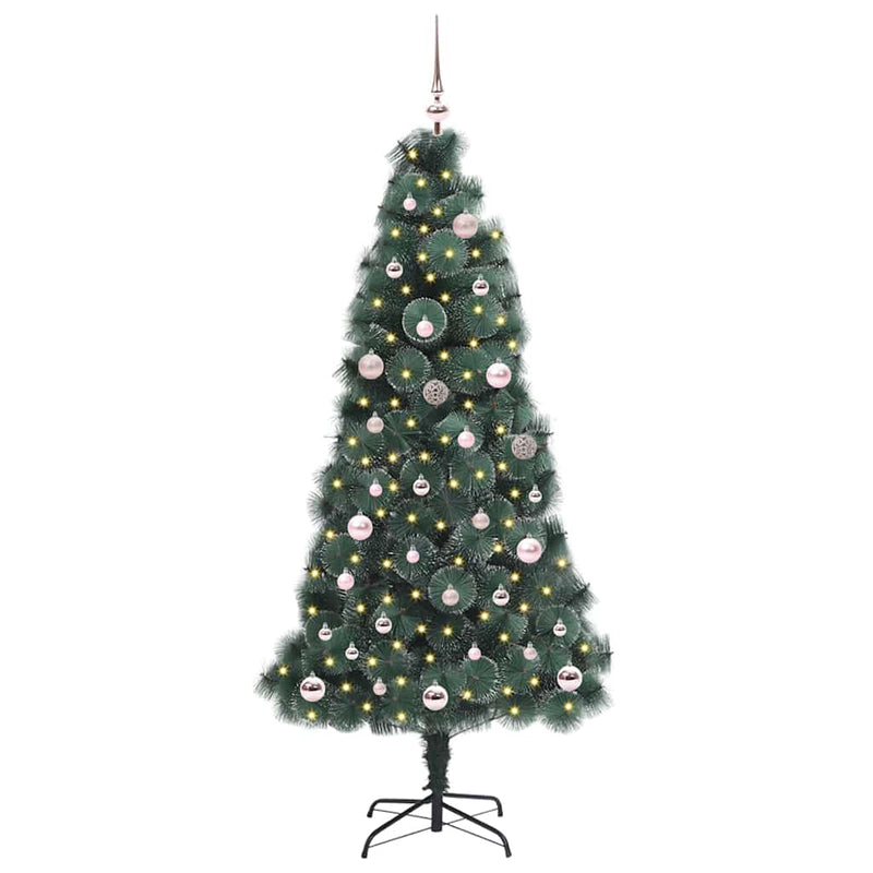 Load image into Gallery viewer, Vidaxl kunstmatige voorverlichte kerstboom met ballenset groen 150 cm
