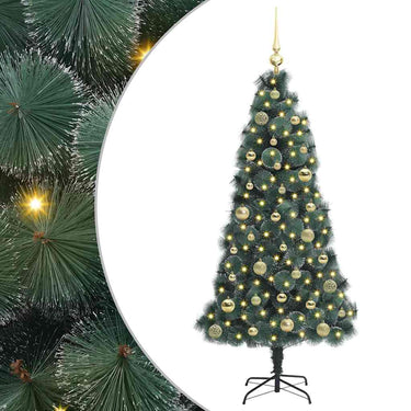 Vidaxl kunstkerstboom met verlichting en balset groen 150 cm pet