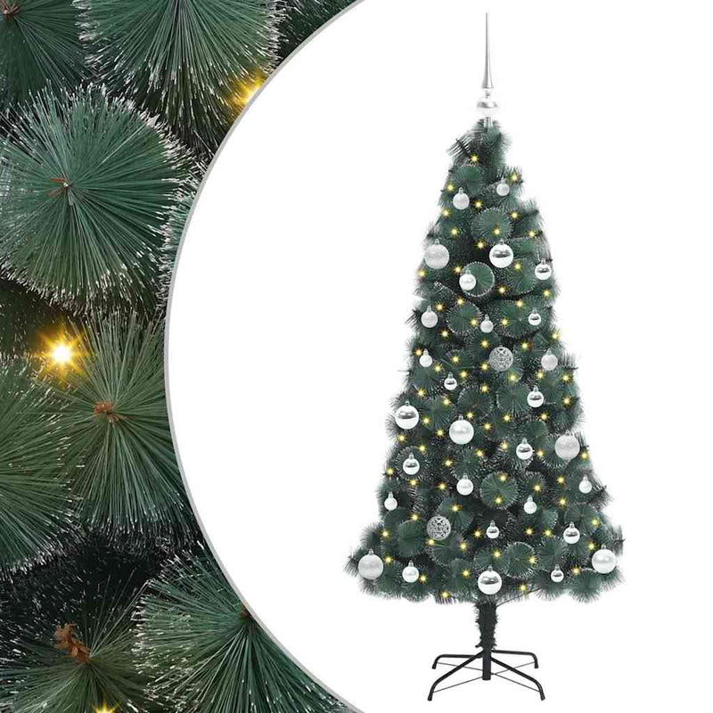 Load image into Gallery viewer, Vidaxl kunstmatige voorverlichte kerstboom met ballenset groen 150 cm
