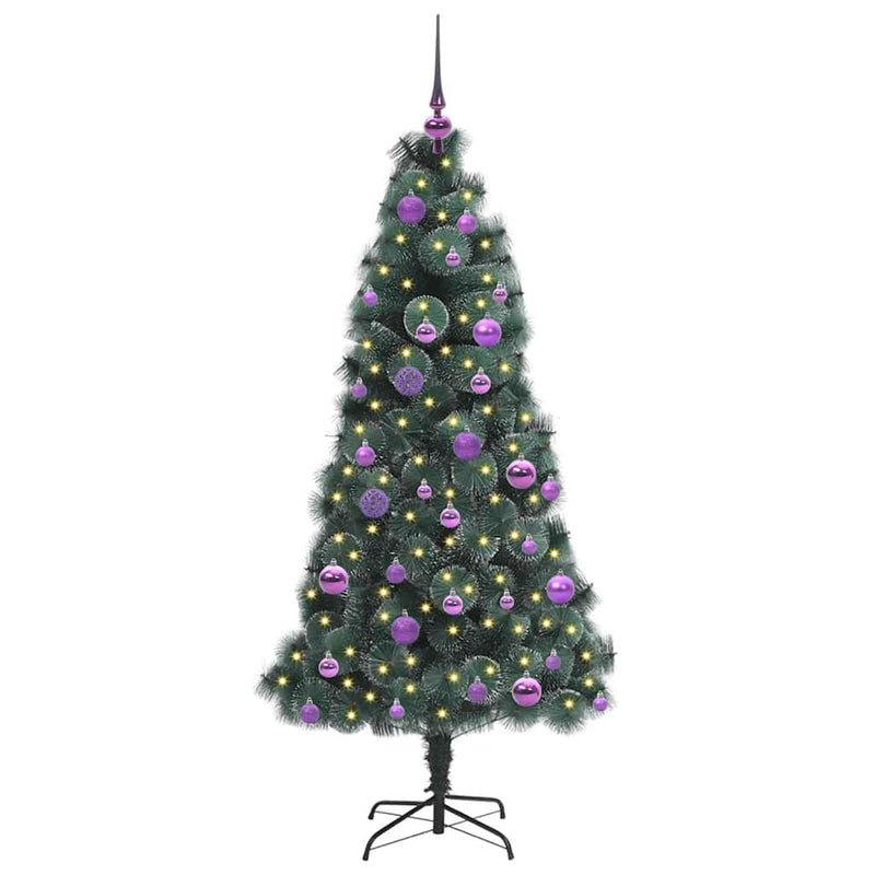 Load image into Gallery viewer, Vidaxl kunstmatig voorverlicht kerstboom met ballenset groen 150 cm
