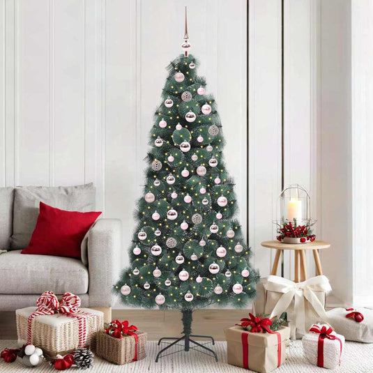 Vidaxl kunstkerstboom met verlichting en ballenset groen 180 cm pet