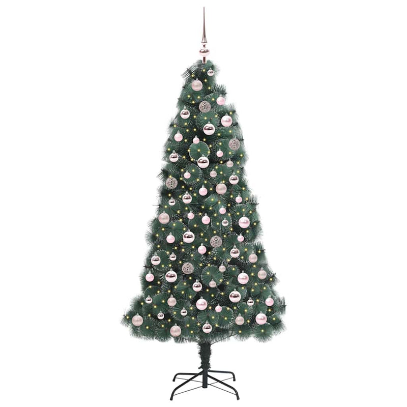 Load image into Gallery viewer, Vidaxl kunstkerstboom met verlichting en ballenset groen 180 cm pet
