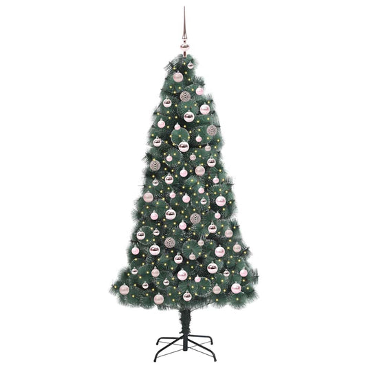 Vidaxl kunstkerstboom met verlichting en ballenset groen 180 cm pet