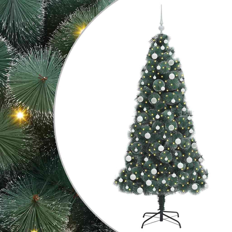 Load image into Gallery viewer, Vidaxl kunstkerstboom met verlichting en ballenset groen 180 cm pet
