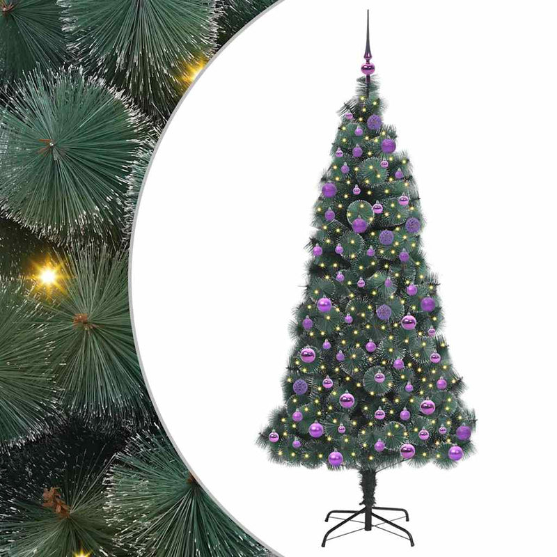 Load image into Gallery viewer, Vidaxl kunstmatige voorverlichte kerstboom met ballenset groen 180 cm
