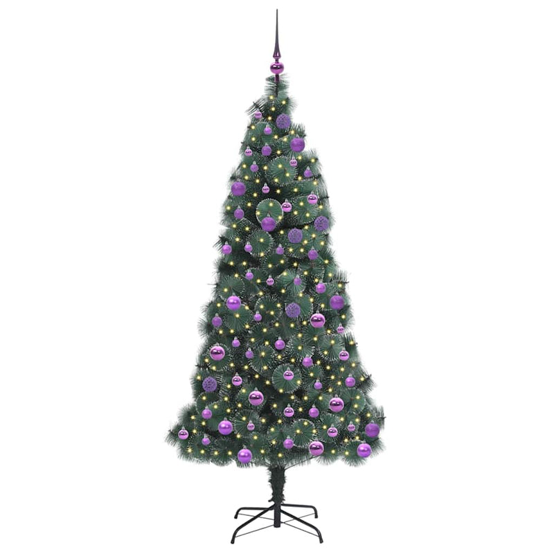 Load image into Gallery viewer, Vidaxl kunstmatige voorverlichte kerstboom met ballenset groen 180 cm
