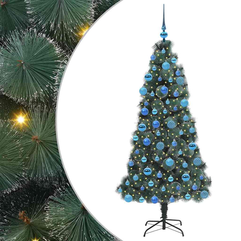 Load image into Gallery viewer, Vidaxl kunstmatige voorverlichte kerstboom met ballen set groen 180 cm
