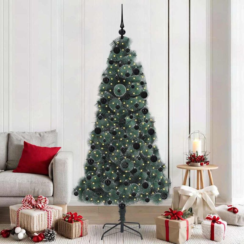 Load image into Gallery viewer, Vidaxl kunst kerstboom met verlichting en ballenset groen 210 cm pet

