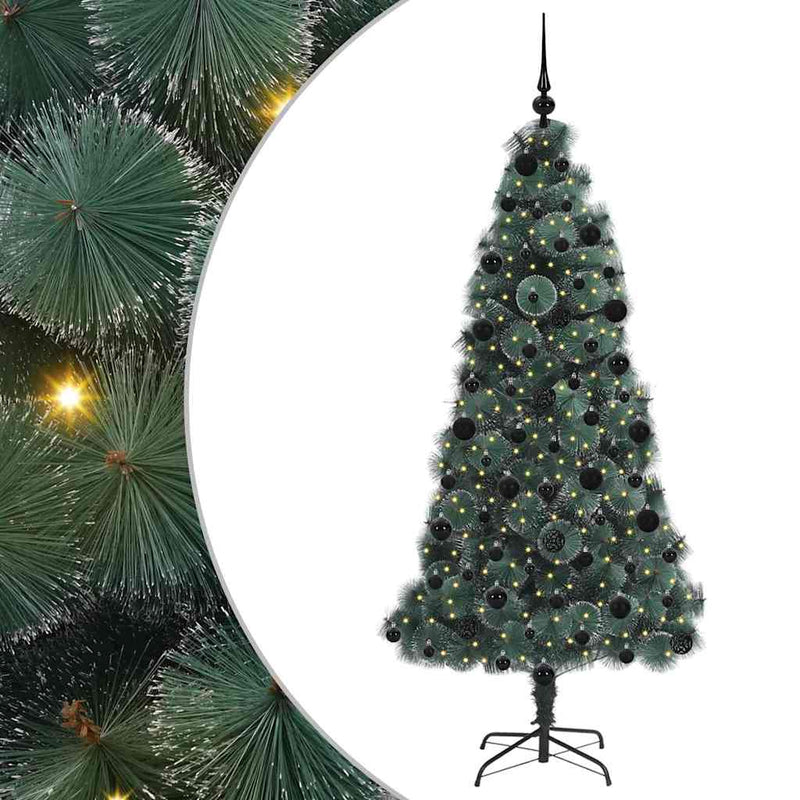 Load image into Gallery viewer, Vidaxl kunst kerstboom met verlichting en ballenset groen 210 cm pet
