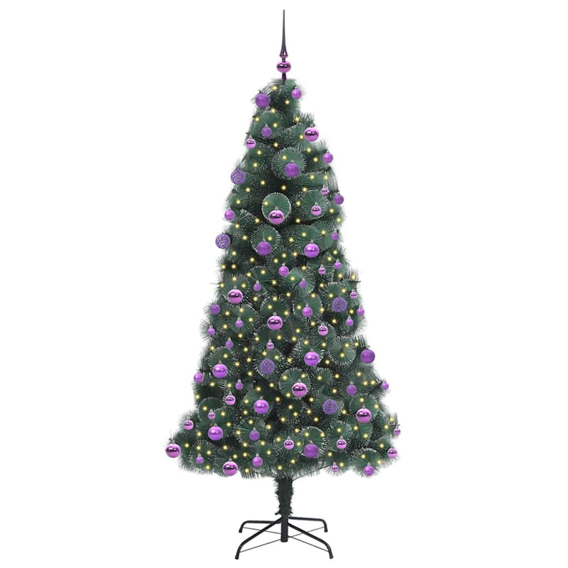 Load image into Gallery viewer, Vidaxl kunstkerstboom met verlichting en ballenset groen 210 cm pet
