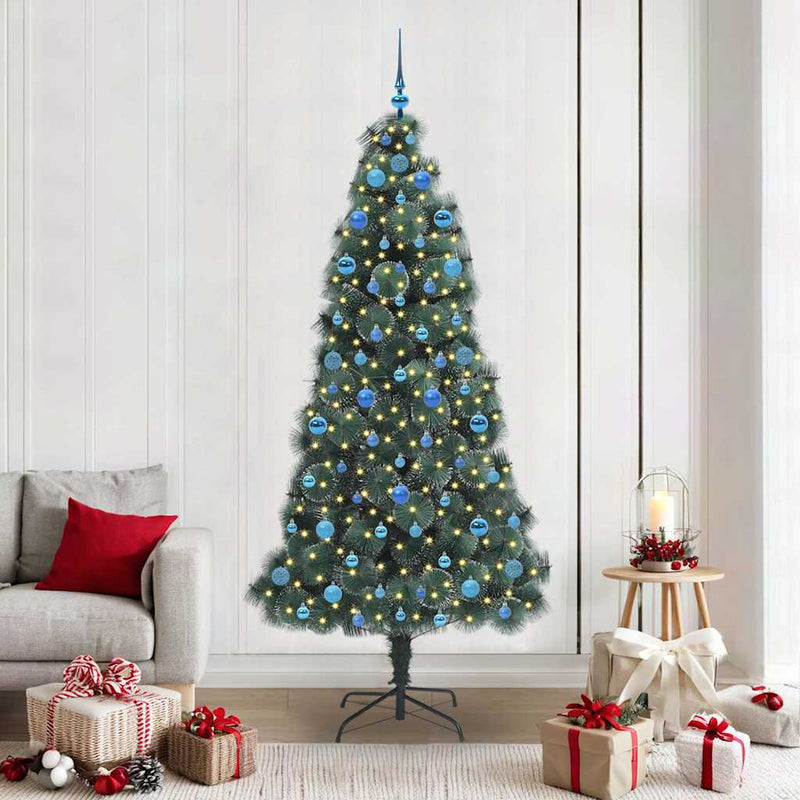 Load image into Gallery viewer, Vidaxl kunstmatige voorverlichte kerstboom met ballenset groen 210 cm

