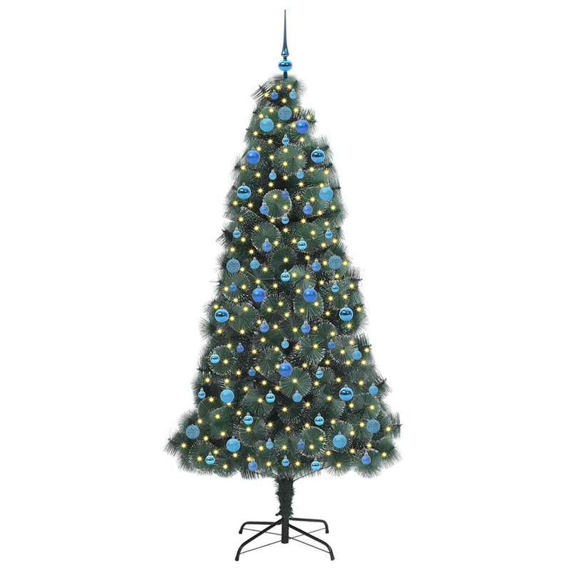 Load image into Gallery viewer, Vidaxl kunstmatige voorverlichte kerstboom met ballenset groen 210 cm
