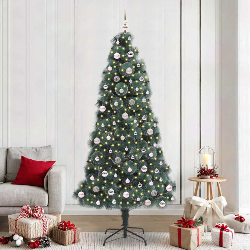 Load image into Gallery viewer, Vidaxl kunst kerstboom met verlichting en ballenset groen 240 cm pet
