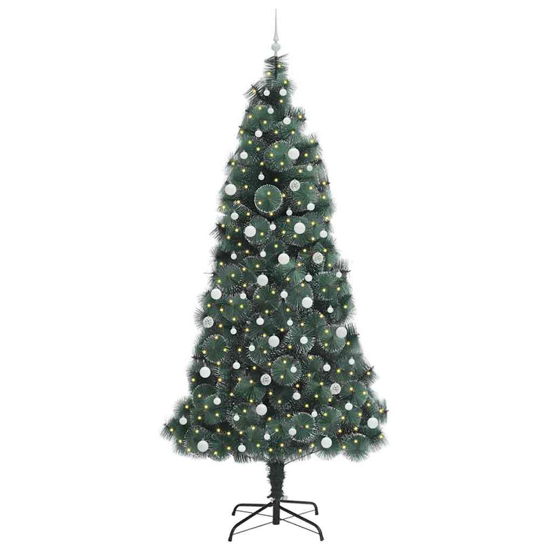 Load image into Gallery viewer, Vidaxl kunstkerstboom met voorverlichting en ballenset groen 240 cm
