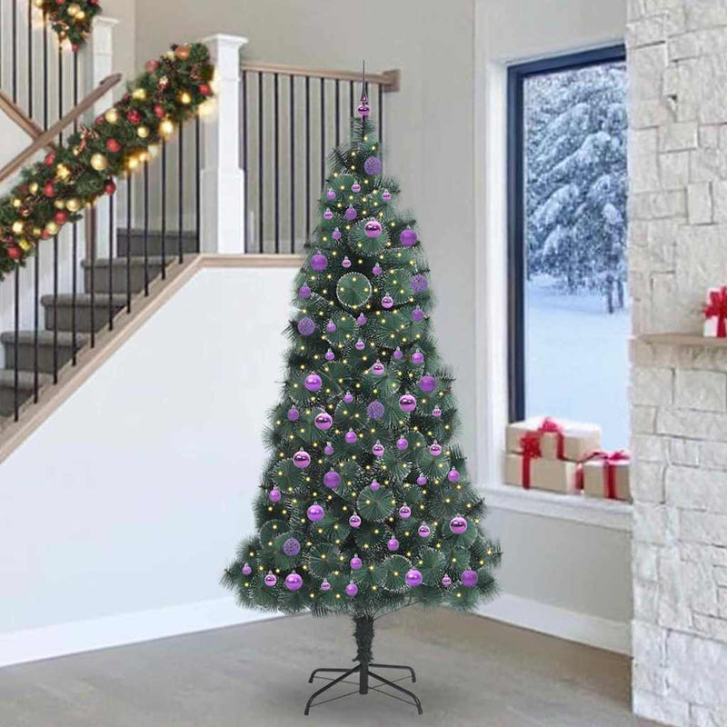Load image into Gallery viewer, Vidaxl kunstkerstboom met ballen set, verlicht groen 240 cm pet
