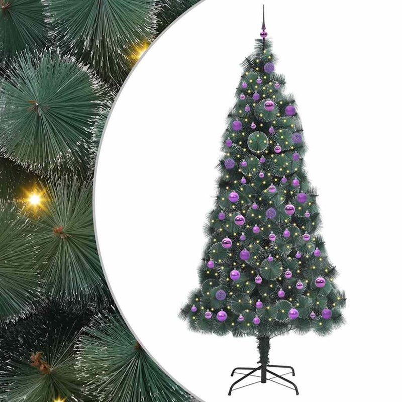 Load image into Gallery viewer, Vidaxl kunstkerstboom met ballen set, verlicht groen 240 cm pet
