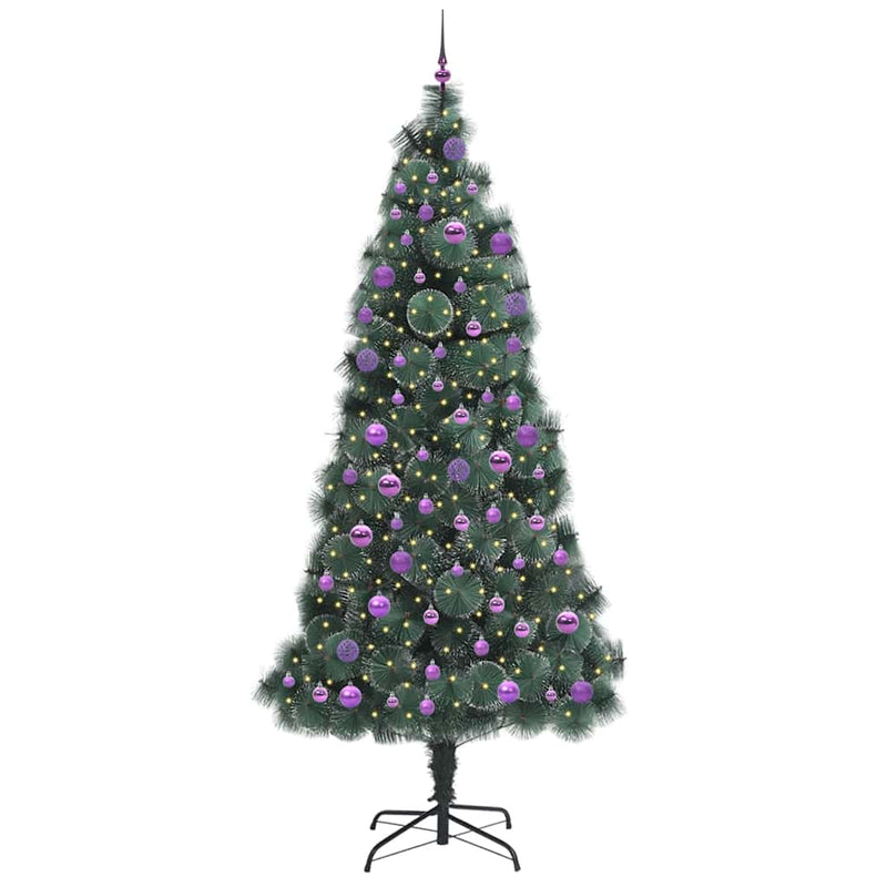 Load image into Gallery viewer, Vidaxl kunstkerstboom met ballen set, verlicht groen 240 cm pet
