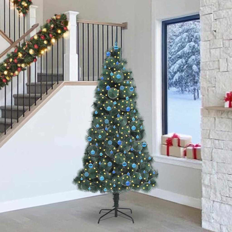 Load image into Gallery viewer, Vidaxl kunstmatige voorverlichte kerstboom met ballenset groen 240 cm
