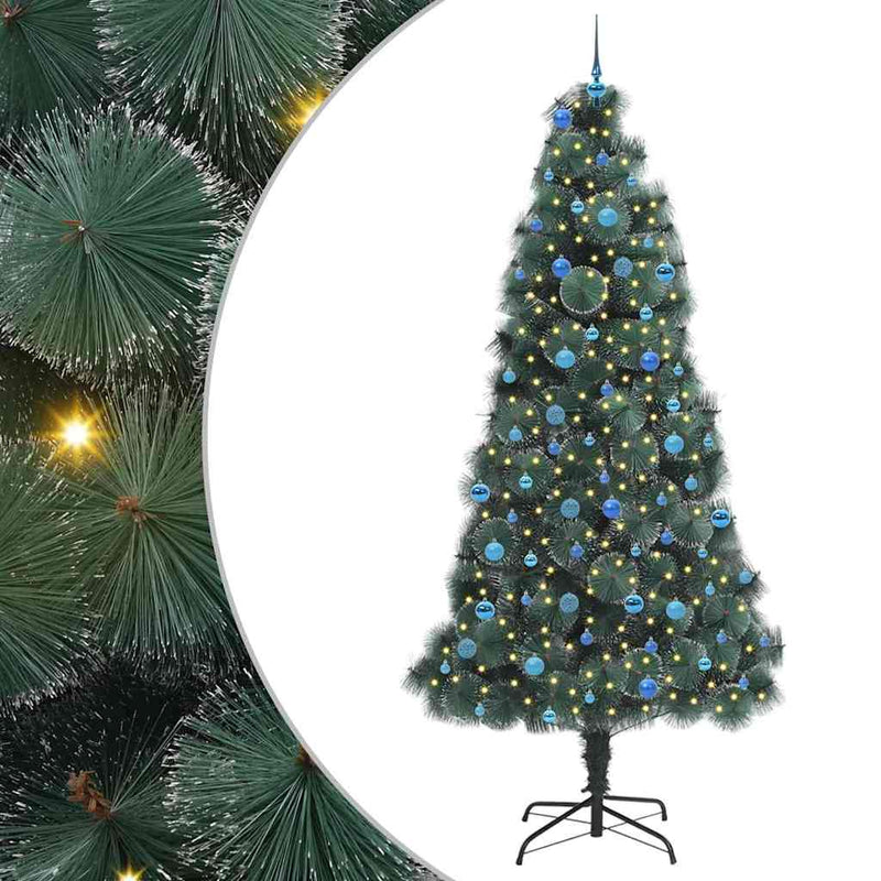 Load image into Gallery viewer, Vidaxl kunstmatige voorverlichte kerstboom met ballenset groen 240 cm
