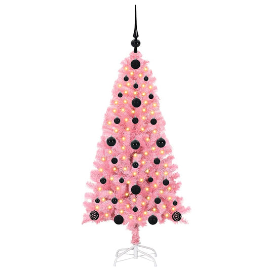 Vidaxl kerstboom met 150 led met standaard roze 120 cm pvc