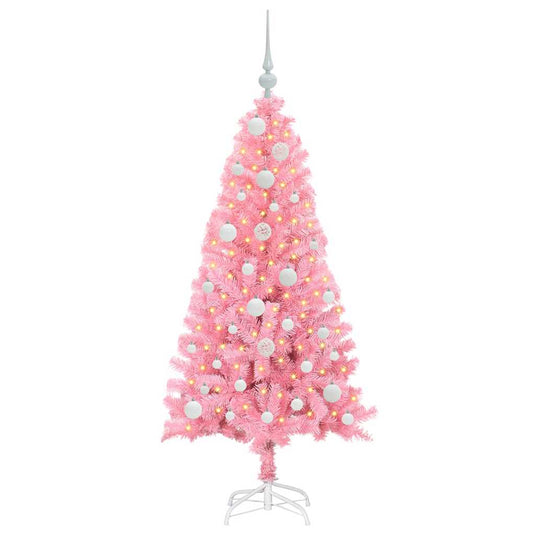 Vidaxl kerstboom met 150 led met standaard roze 120 cm pvc